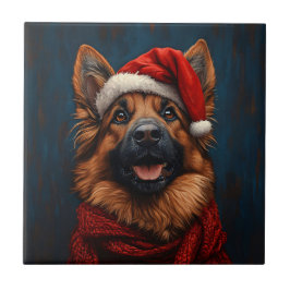 German shepherd em um Chapéu Santa