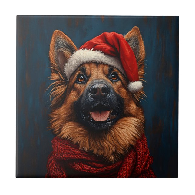 German shepherd em um Chapéu Santa (Frente)