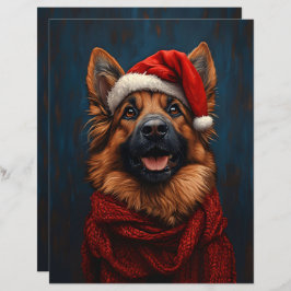 German shepherd em um Livro do Papai Noel