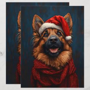 German shepherd em um Livro do Papai Noel