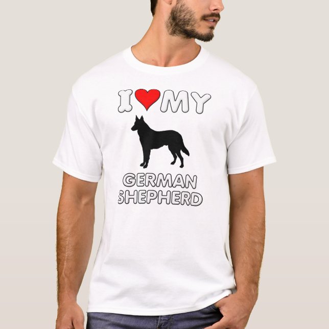 German shepherd eu amo minha camisa do coração (Frente)