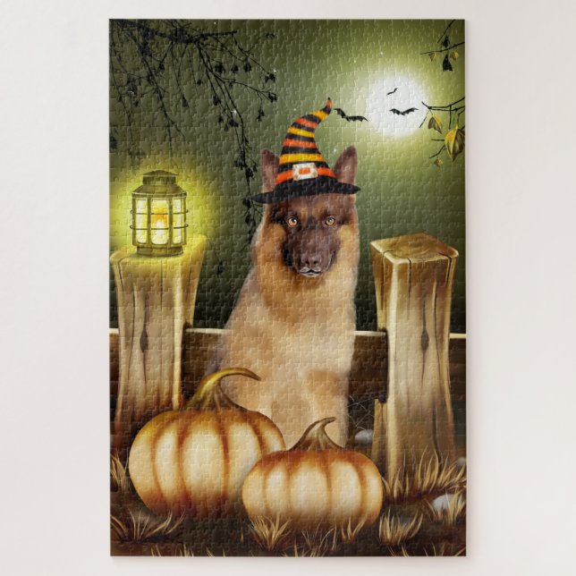 German shepherd Halloween Jigsee Quebra-cabeça (Vertical)
