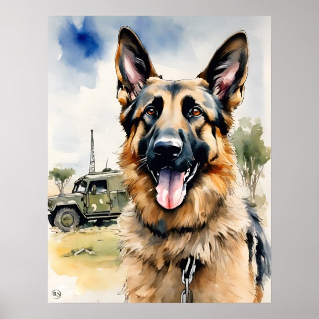 German shepherd - Impressão de Arte Canina (Frente)