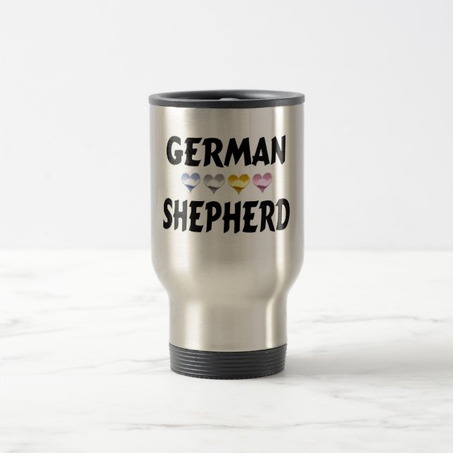 German shepherd Love Heart Caneca de viagem (Centro)