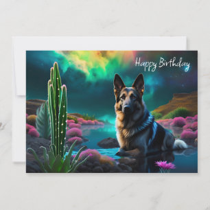 German shepherd no aniversário do Mundo da Alieníg