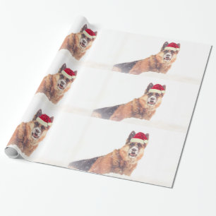 German shepherd no papel do presente de época