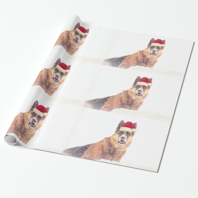 German shepherd no papel do presente de época (Desenrolado)