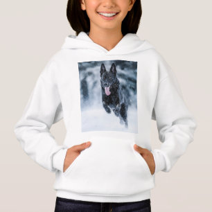 German shepherd preto no Cobrir da escova de neve