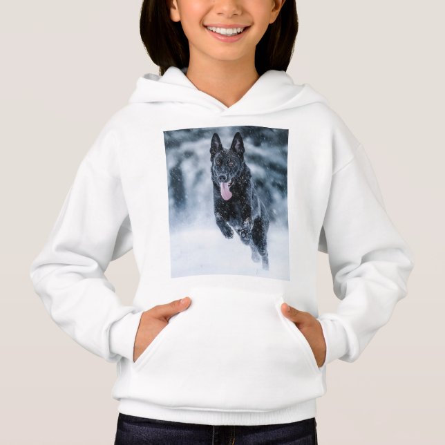 German shepherd preto no Cobrir da escova de neve (Frente)