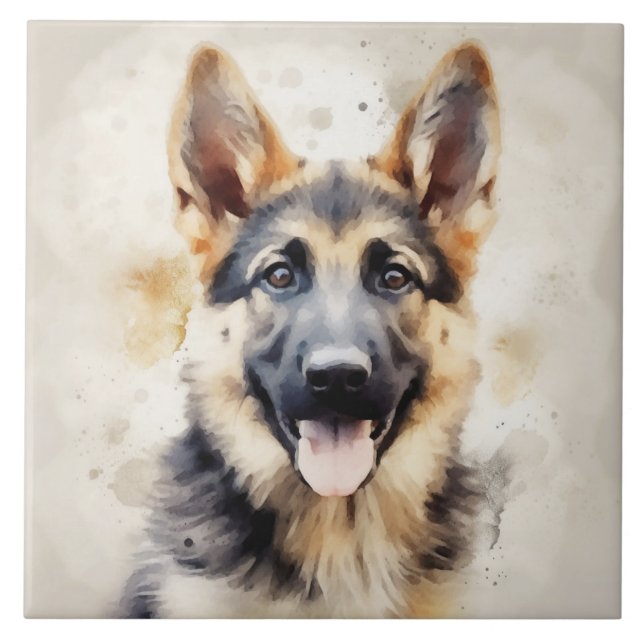German shepherd Puppy, Watercolor art (Frente)
