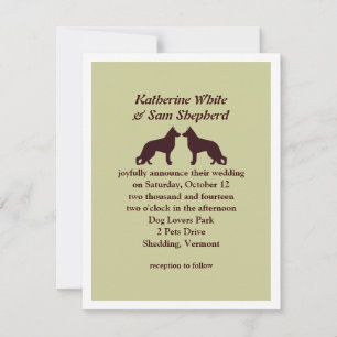 German shepherd Silhuettes Convite de Casamento