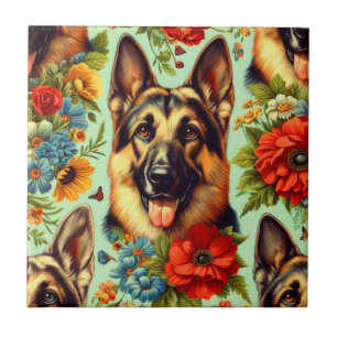 German shepherd Vintage Floral
