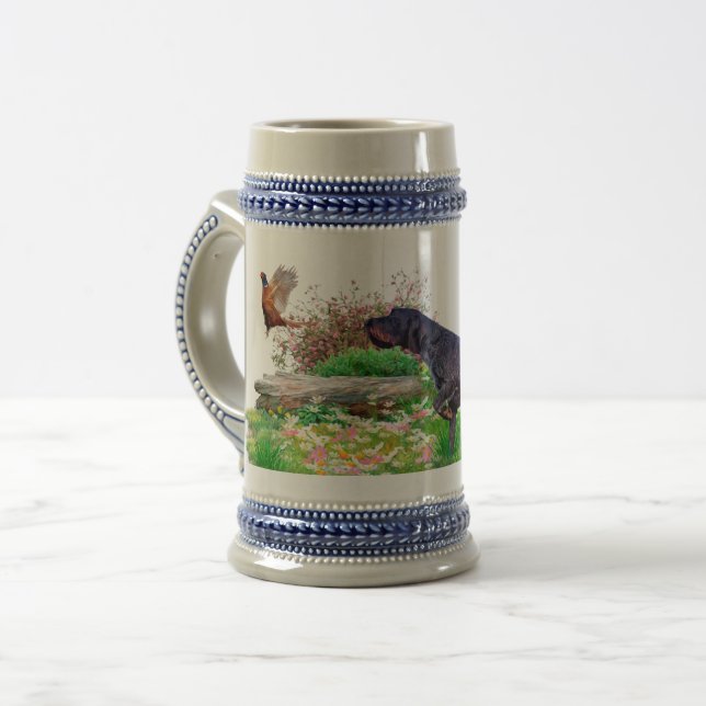 German Wirehaired Pointer Beer Stein (Frente Esquerda)