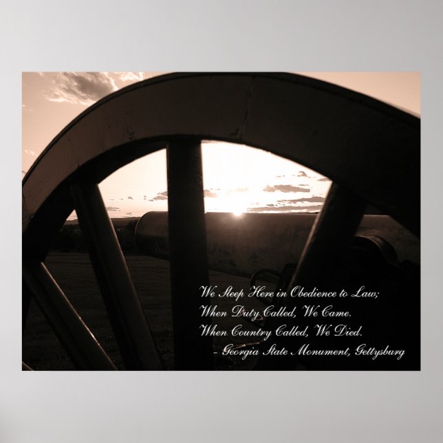 Gettysburg: Canon & Sunset with Memorial - Poster (Frente)