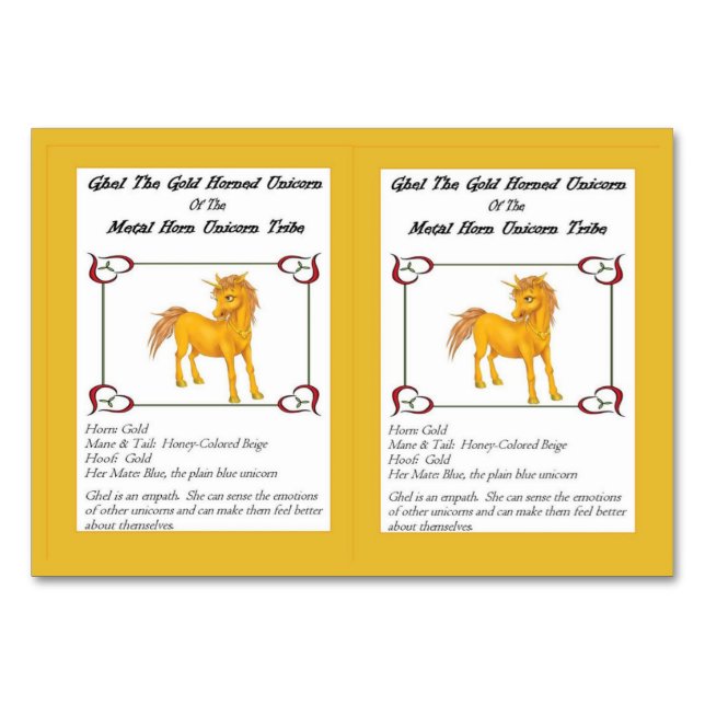Ghel O Cartão De Comércio Da Unicórn, De Dourado C (Frente)