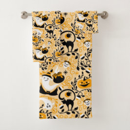 Ghost Bats e Pumpkins Halloween Bath Toalha Set