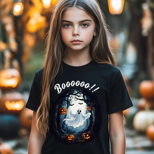 Ghost Boo Bonito Diversão de Halloween Menina (Cute Ghost Boo Fun Halloween Costume Boy Girl T-Shirt)