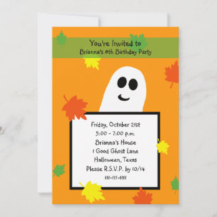 Ghost de queda do Convite de aniversário Halloween