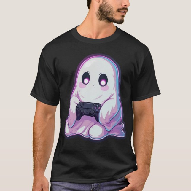 Ghost Gamer – Camiseta de Design de Jogo Minimalis (Frente)