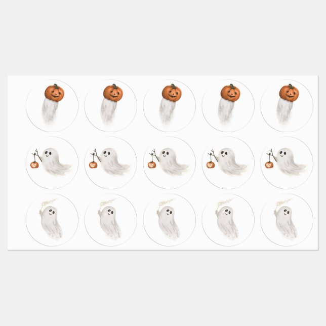 Ghost Halloween e adesivo de Pumpkin (Folha)