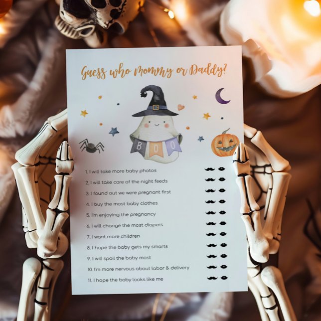 Ghost Little Boo adivinha quem Mamãe ou jogo de Pa (Little Boo Baby Shower Guess who Mommy or Daddy Game)