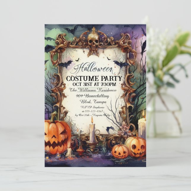 Ghoulish Gala: Convite Personalizado para o Dia da (Em pé/Frente)