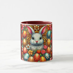 GIA ~ COELHO DA PÁSCOA Ovos Flores ~ Caneca