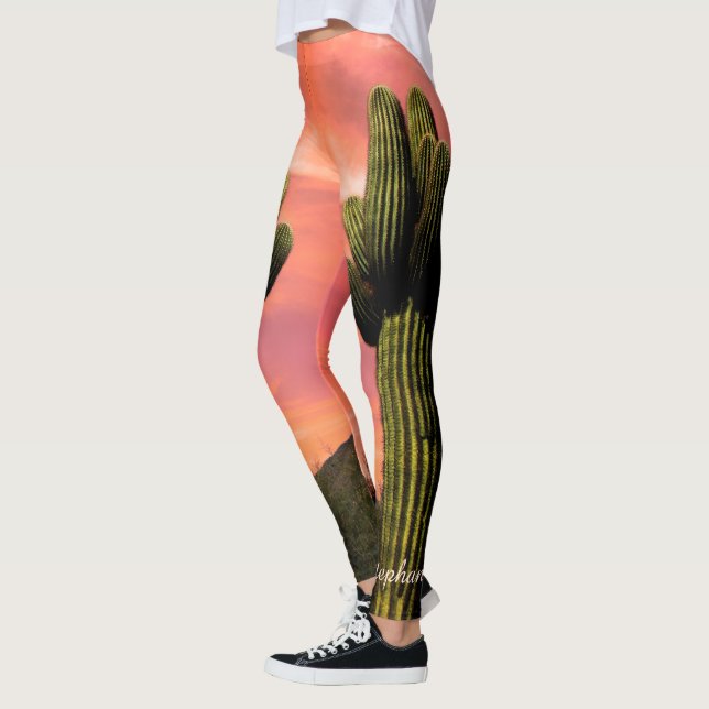 Giant Saguaro Cactus, Leggings de Nomes Personaliz (Esquerda)