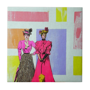 Gibson Girls em um padrão mondriano