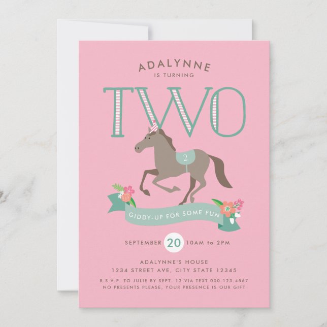 Giddy Up para diversão no segundo convite de anive (Frente)