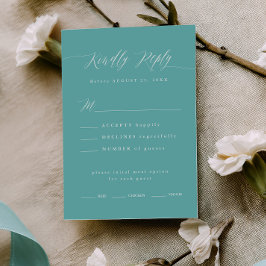 Gift Box Blue RSVP Calligraphy Menu Choice Card