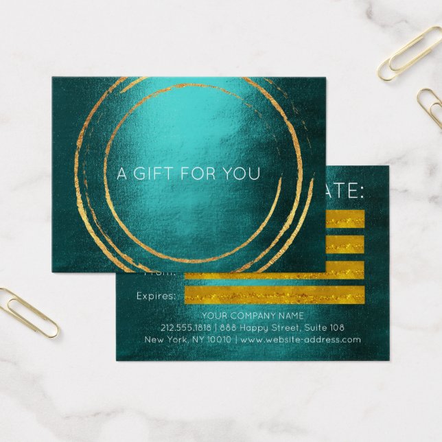 Gift Certificate Teal Gold Geometric Circles  (Escritótio)