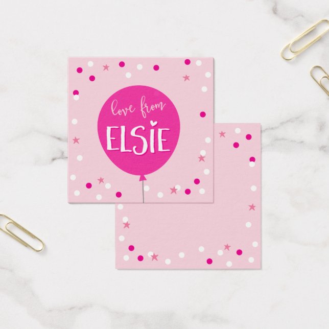 GIFT TAGS Balão rosa-de-aniversário fofo confetti (Escritótio)