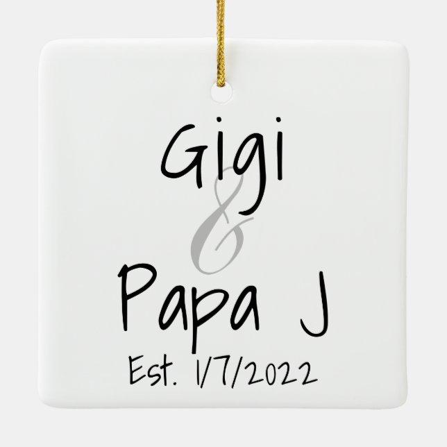 Gigi e Papa J Primeiro Ornamento neto (Verso)