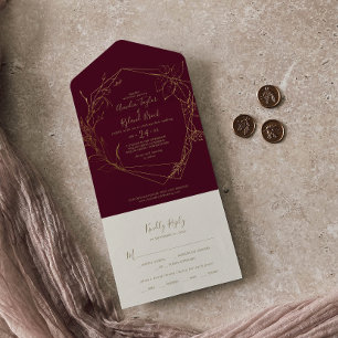Gilded Floral Borgonha e Dourado Casamento
