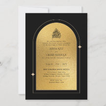 Gilded Nikah Wedding Convite Chic Dourado