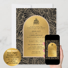 Gilded Nikah Wedding Convite Chic Dourado