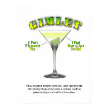 Gimlet Martini Cocktail Recebe 18"x24" Poster de a