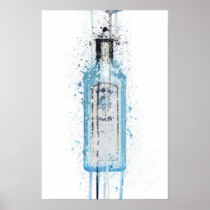 Gin Bottle Wall Art Impressão 'Ocean Blue'