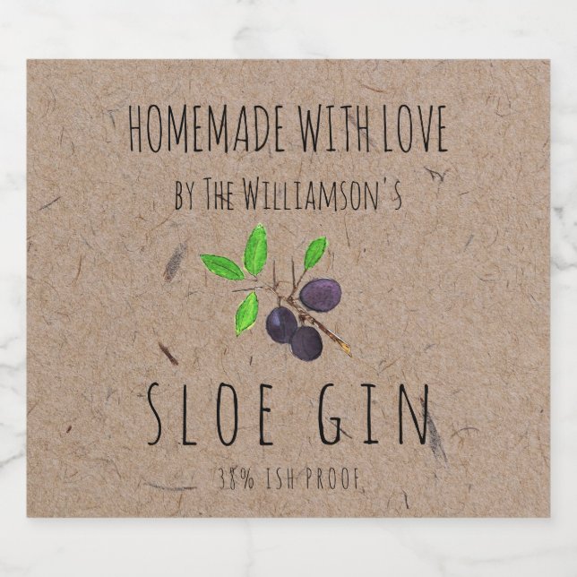 Gin de Amora Caseira com Amor em Papel Kraft (Rótulo Único)