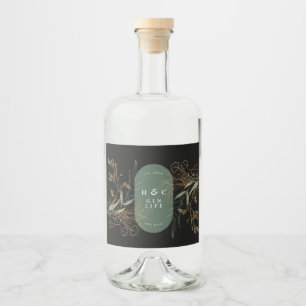 Gin Oval Moderno de Eucalipto Abstrato preto Premi