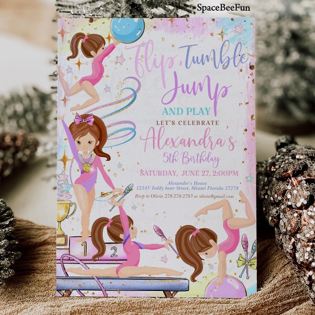 Ginástica de Festa de Convite de Aniversário (Gymnastics Birthday Invitation Party Gymnastics)