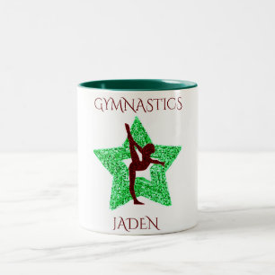 Ginástica, duas caneca de café personalizada.