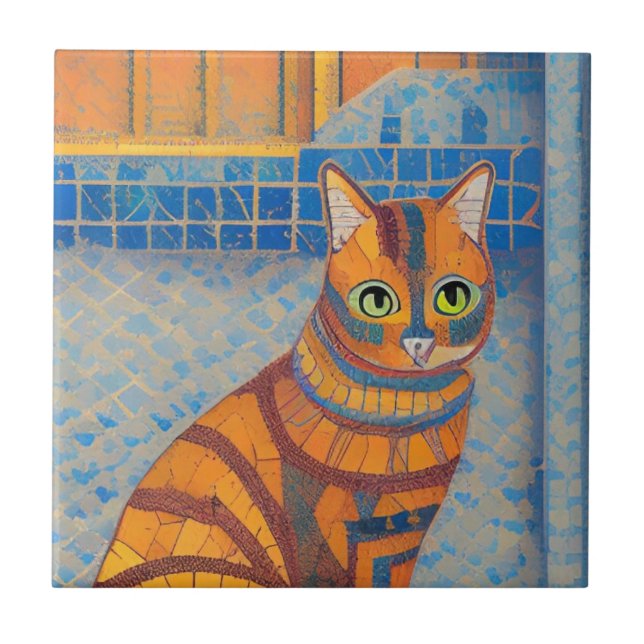 Ginger cat striped moroccan mosaico voices gatinho (Frente)