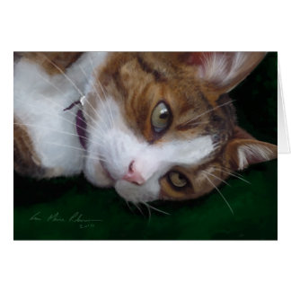Ginger Tabby Cat on Green - Cartão de Vazio de art