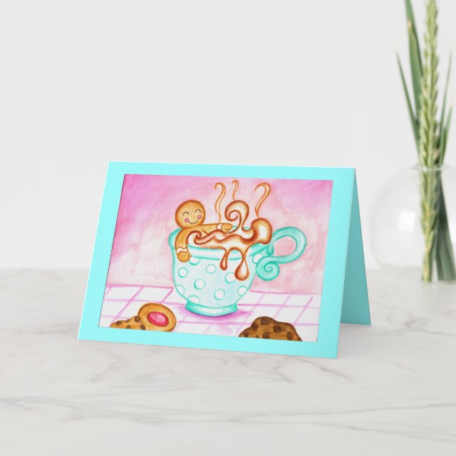 Gingerbird Boy Christmas Café - Cartão de Saudação (Frente)