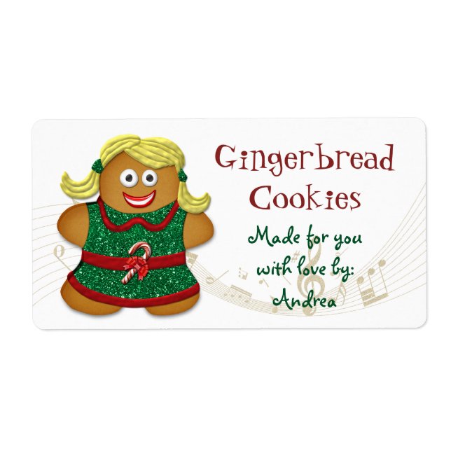 Gingercake Cookie Etiqueta de Natal (Frente)
