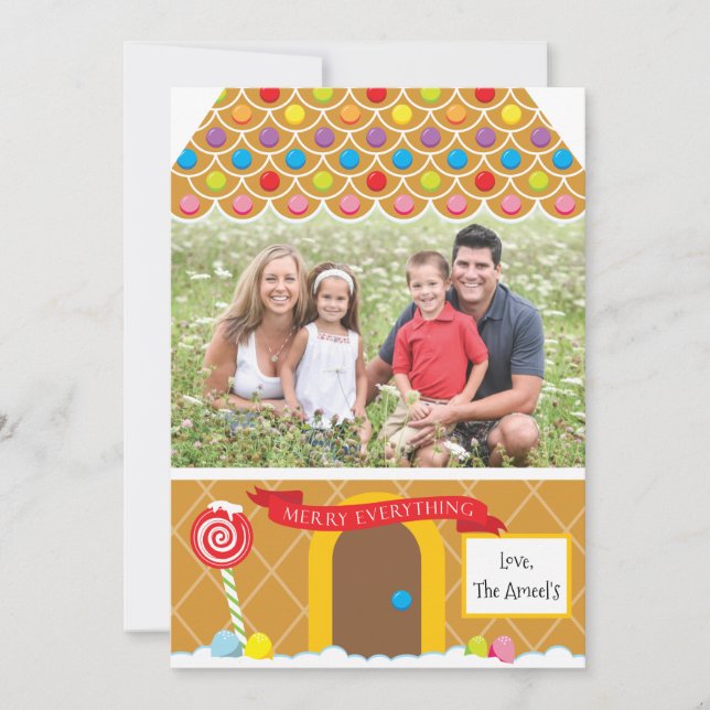 Gingercake House | 4 Etiqueta de Cartão de Natal F (Frente)