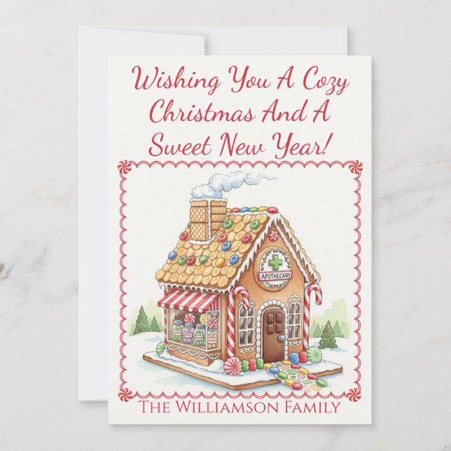 Gingerpão Apothecary Cartão de Natal Saúde (Frente)