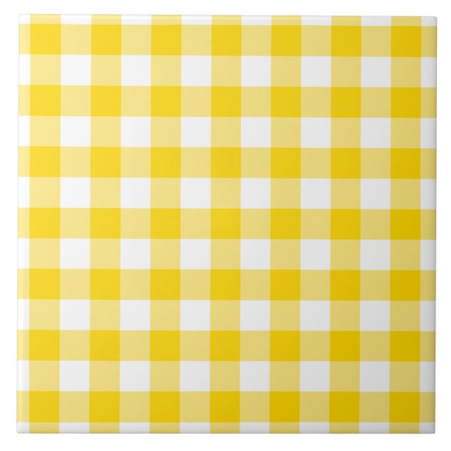 Gingham Amarelo e Branco verifica padrão quadrado (Frente)